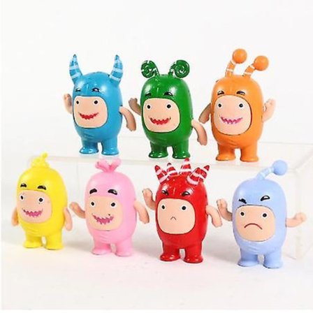 Oddbods Fuse Bubbles Slick Jeff Bubbles Pvc Figurer Leksaker Söta tecknade Anime Dolls 7st/ set