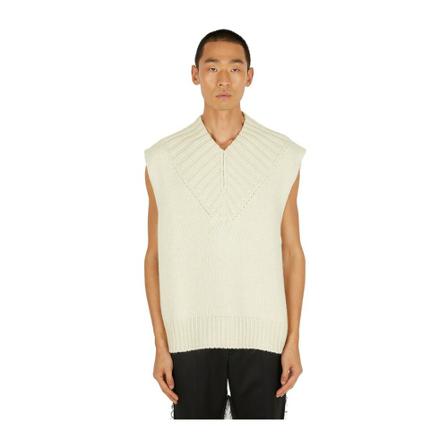 Jil Sander, V-Neck Sleeveless Sweater Wit, Heren, Maat:S