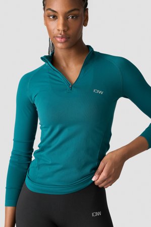 ICANIWILL - Everyday Seamless 1/4 Zip Wmn Dark Teal Green - Pitkähihaiset - Naiset - Treenivaatteet ICIW:ltä