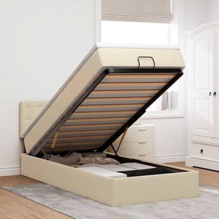 Maison Exclusive - Ottoman seng med creme madras 90x200 cm stof