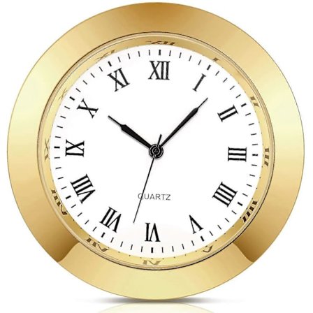 Urindsats 2,36 tommer/60 mm krans passer til 2,17 tommer/55 mm hul, romertal, quartz ur, guld