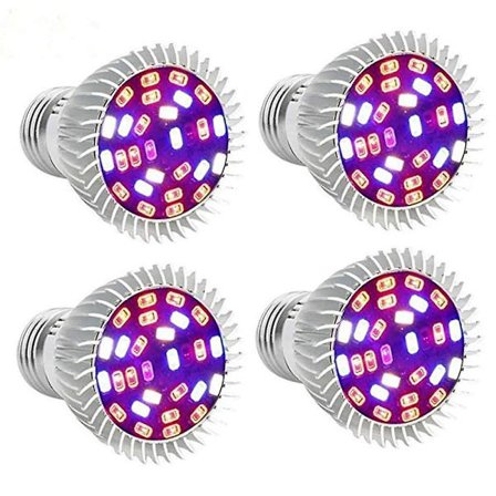 4 stk Full Spectrum LED Vekstlys Pære E26 E27 Gu10 E14 28 LED