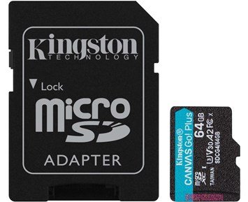 Kingston 64GB microSDXC Canvas Go Plus Gen4 200MB/s A2 U3 V30 Card + Adapter - 64 GB Canvas Go! Plus microSDXC-minneskort