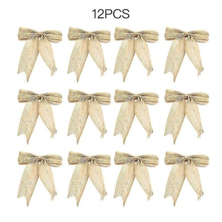 Julebåndsløyfe i lin for juletre, julekrans, gavepynt, DIY julehjem, bryllupsfestdekorasjon