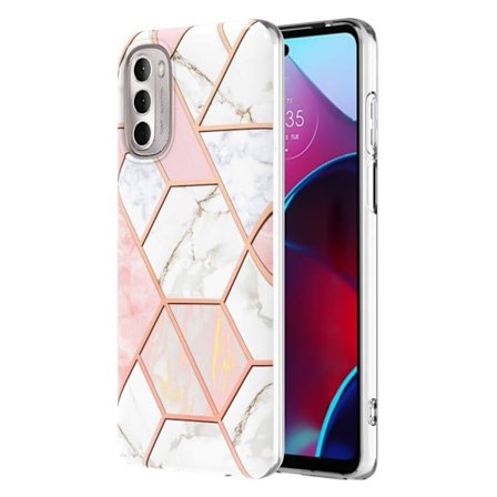 Marmormotiv Motorola Moto G Stylus (2021) skal - Rosa / Vit