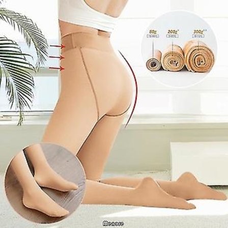 Vinter Termo Tights Dam Tjocka Strumpbyxor Falska Genomskinliga Tights Fleecefodrade Tights Hög Midja Elastiska Ullstrumpor (80g ingen sammet Khaki)