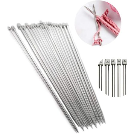 Strikkepinde 11 Par Enkelt Spidset Rustfrit Stål Strikning