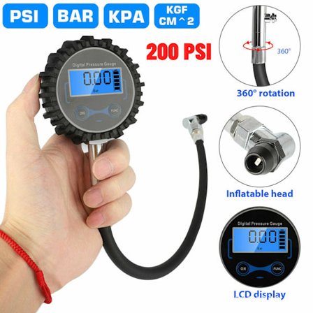 Dæktryksmåler Dæk Inflator - Digital Kompressor Måler Dæk Trykmåler Luftkompressor Tilbehør Inflator Pistol til Bil - Motorcykel - Cykel