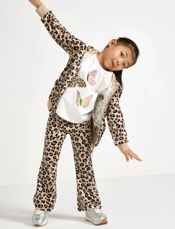 Lindex Leggings Flare Velour Aop Leo - Beige - 104