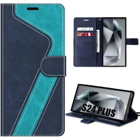 Etui til Samsung Galaxy S24 Ultra - Blå - Læderlook - Fuld beskyttelse - 360° klap - Fleksibel