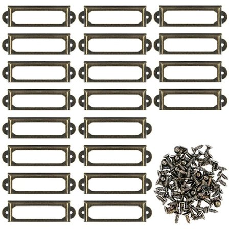 20 stk. metalliske etikettholdere 60x17mm til kontorbibliotek hylder ramme