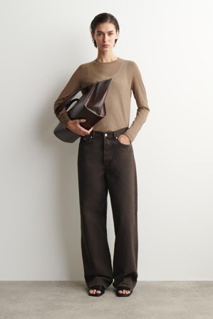 COS Women's Facade Straight-Leg Jeans in Brown