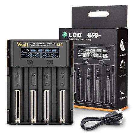 4-spårs LCD-display Batteriladdare Smart USB LCD Batteriladdare Litium Elektronisk Laddare
