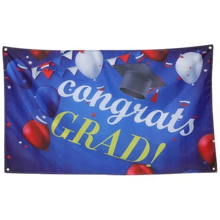Graduationsbanner Tillykke Banner Gradueringsfoto Baggrund Party Dekoration Blå 150X90CM Blue 150X90CM