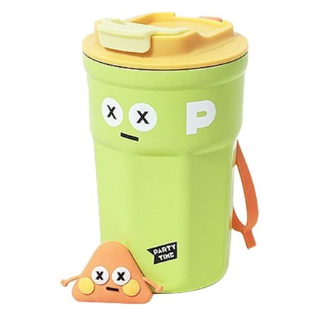 Sød Rejsekaffekrus i Rustfrit Stål med Låg 400ml Grøn til Kontoret