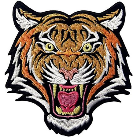 Taktisen tiikerin pään kirjailtu laastari, eläimen kirjonta