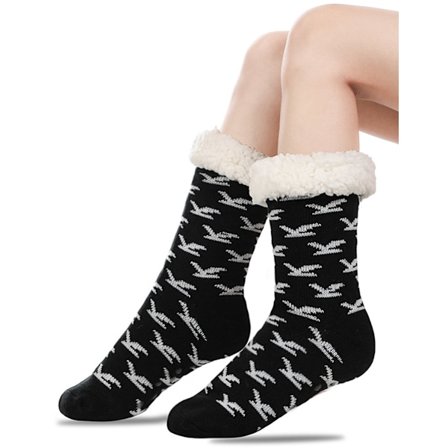 Gulvsokker, varme vintersokker, innesokker, peiskosetøfler, varme sklisikre hussokker for voksne, sklisikre tøffelsokker, tykke plysjsokker