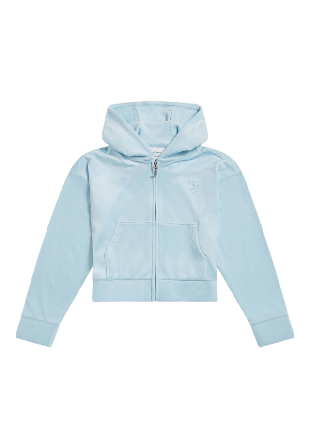 Juicy Couture Cropped Velour Diamante Zip THRU Hoodies & sweatshirts Dam Blå 128/134