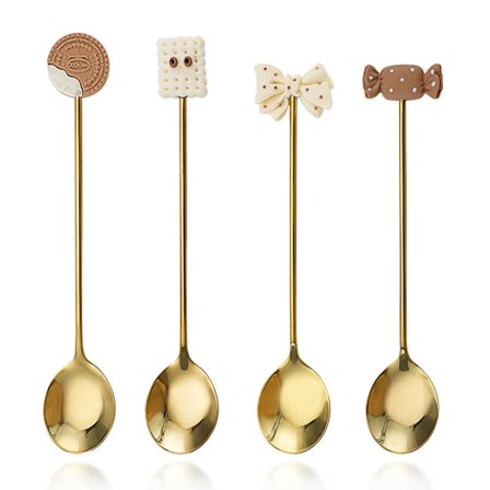 304 rustfrit stål dessertskesæt, sød tegneserie kiks hjemme is ske, omrøring kaffeske