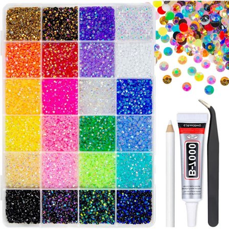 24 Färger 13800st 3mm Jelly Resin Rhinestones för Bedazzling Crafting Flatback Stones Färgglada AB Gems Diamanter för Naglar Ögon Ansikte Smink 