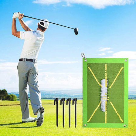 Golfharjoittelumatto, kannettava golfharjoittelualusta lyönnin havaitsemiseen, golfharjoitteluväline lyöntipolun analysointiin, lyönnin korjaamiseen