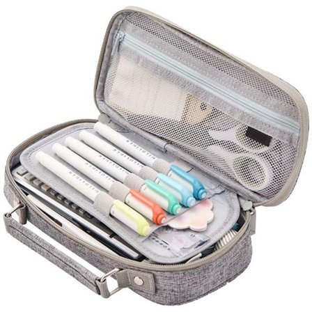 Stor kapacitet blyantpose farvet pennepose grå KLB