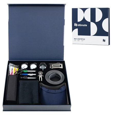 Golf Tool 24 Tillbehör för män COSTWAY-3 bollar, 12 Golf Tees-Divot Tool-handduk, bälte, hatt, markör, väska