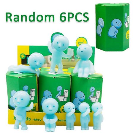 [LCS] Smiski Blind Box Sunday Series - Yoga & Fitness Minifigur, Selvlysende Dekorasjonsdukke for Soverom & Toalett