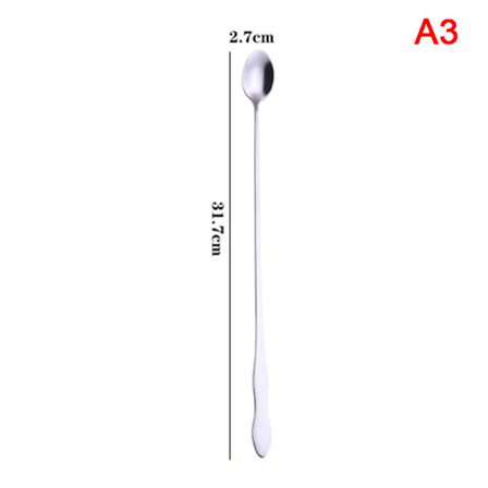 1 stk kreativ kaffeskje i rustfritt stål med langt håndtak omrøring