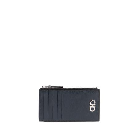 Salvatore Ferragamo Revival Gancio Bicolor Card Case , Zwart , Heren , Maat: ONE Size Portefeuilles
