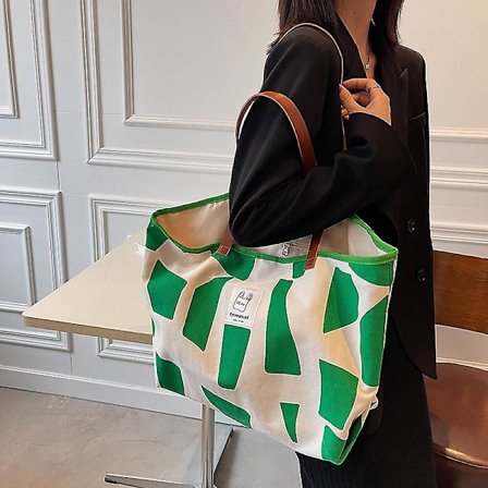 Damväska Ny Mode Koreansk Version Tote Bag Stor Kapacitet Pendlarväska Canvas Väska Enkel Textur Axelväska Nisch A916-671