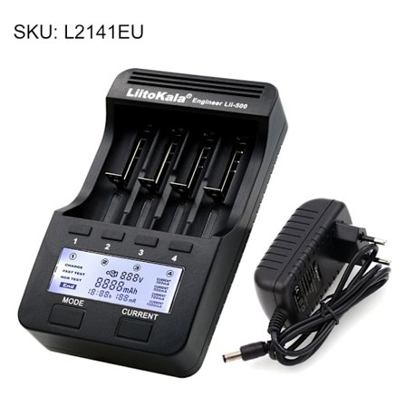 LiitoKala Lii-500 4 Sporters Smart Intelligent Batterilader Kit for 3.7V Li-ion & 1.2V Ni-MH Oppladbart Batteri LCD-Skjerm