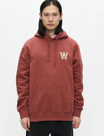 WOOD WOOD Wwcass Aa Chest Print Hoodie - Red - XXL