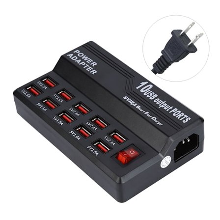10-porttinen pikalataus USB-asema 5V 12A älykäs laturi virtalähde