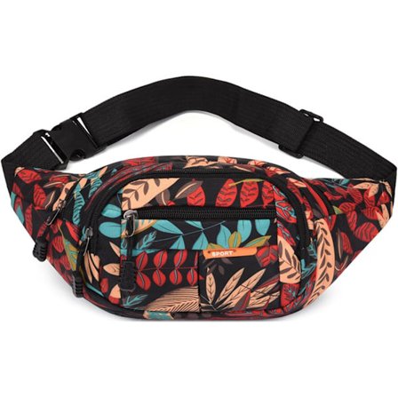 Midjeveske Fanny Pack Bumbags for damer Kvinner Unisex Rød Midjeveske med 4 Lommer med Glidelås Justerbart Belte Vanntett Bumbag