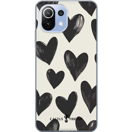 Kompatibelt Mobildeksel til Xiaomi Xiaomi 11 Lite 5G NE Cactus and Friends - Bold Black Love Pattern