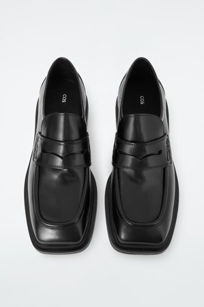 COS Women's Chunky Square-Toe Leather Loafers in Black
