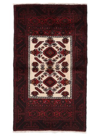 Tappeto Beluch 90X155 Nero/Rosso Scuro (Lana, Persia/Iran)