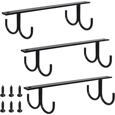 Mocoum Mugghållare under skåp, Rustik Mugghållare Organizer Rack Kopphållare under hylla 12 Hängande Krokar Rack för Muggar