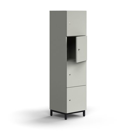 Schließfachschrank QBUS, 1636x400x420 mm, schwarz, hellgrau