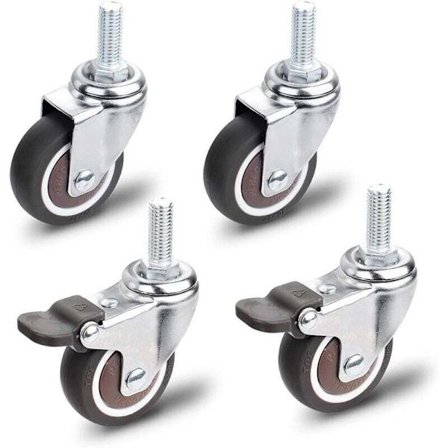 Møbelhjul 4 stk. med bremse 2 drejelige M10x25mm 40 kg kapacitet Universal til møbler