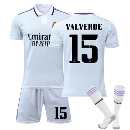 Real Madrid Stadium Hemma Fotbollströja för Barn 22-23, Nr 15 Valverde, 10-11 år, 6-7 år