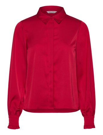 Frill Shirt Blouse Red Bubbleroom