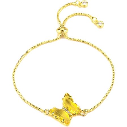 Fjärilskristall Armband för Kvinnor, Fjärils Födelsedagsarmband, Guld Justerbart Armband, Bröllops Smycken Armband Alla Hjärtans Dag Fjärils Smycken