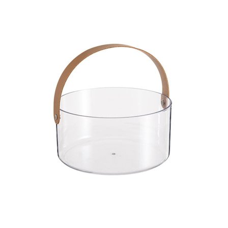 Skandinaavinen Kannettava Muovihedelmäkulho Läpinäkyvä Jääviini- ja Välipalakuppi Hedelmien Säilytyskori Tyylikäs Nahka H