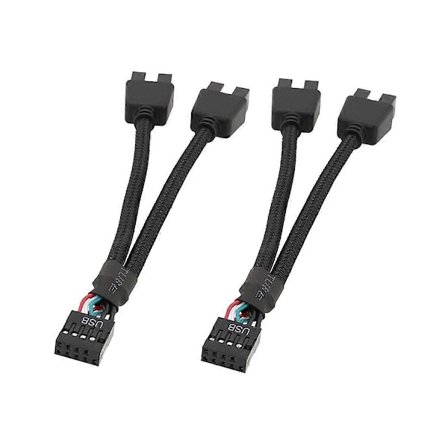 2 stk Datamaskin Hovedkort USB Forlengelseskabel 9 Pin 1 Hunn til 2 Hann Y Splitter Lyd HD Forlengelseskabel for PC DIY