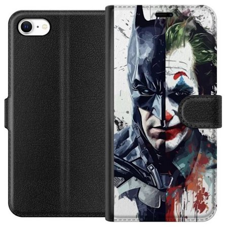 Yhteensopiva Lompakkokotelo Apple Apple iPhone 6 Jakettu muotokuva Batmanista ja Jokerista dramaattisessa kuvituksessa, kuvankaunis supersankariteema
