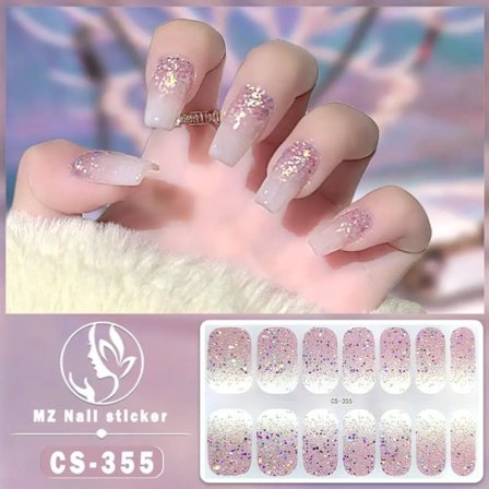 14Tips Halvhärdade Gel Nagelstickers Folie Glitter Nagelkonst Stickers Självhäftande Enkla Gel Hela Nagelomslag