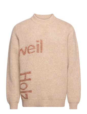 Haza Logo Crew Strikkegenser M. Rund Krage Beige HOLZWEILER*Betinget Tilbud