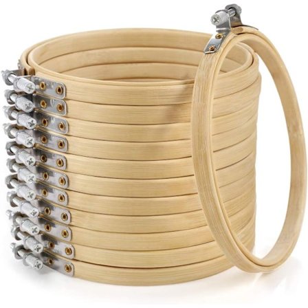 12 stk. Broderingsringer Sett Bulk Bambus Sirkel Korssting Ring for Sy og Dekorasjon